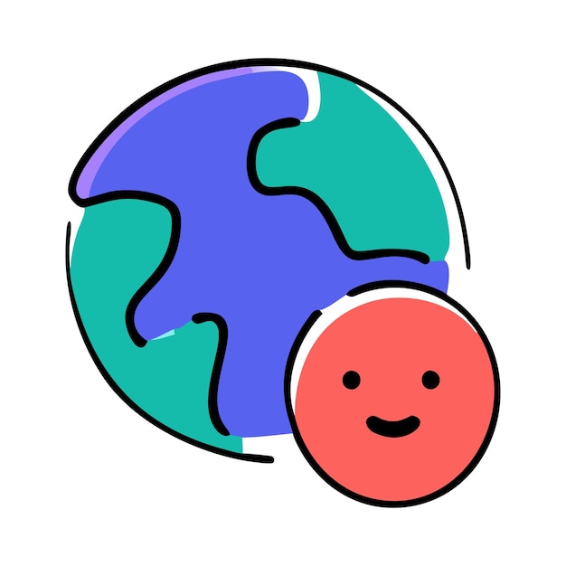 a drawing of a green and blue ball with a green and blue circle