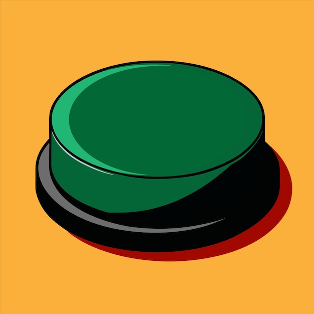 a drawing of a green cap with a red and black circle on it