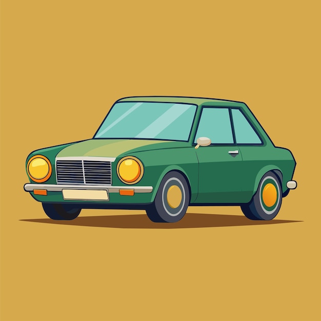 a drawing of a green car with the hood up