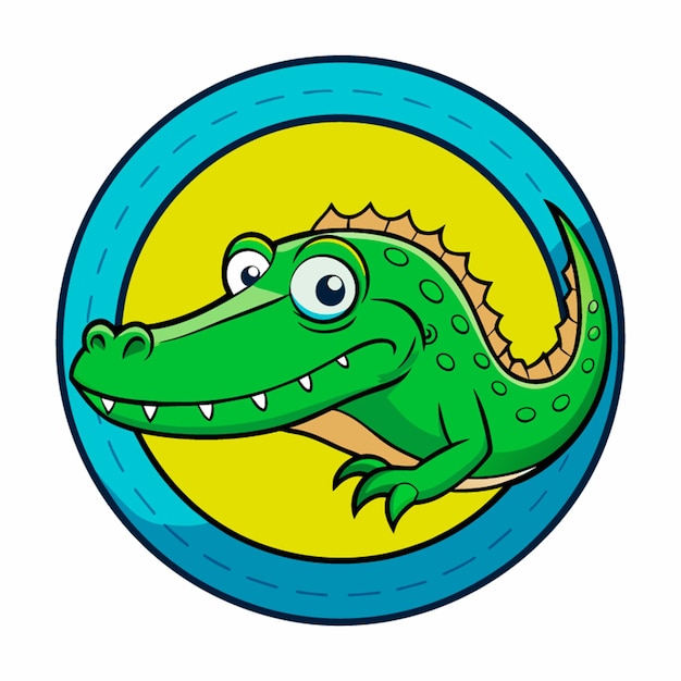 Vector a drawing of a green crocodile with a yellow background