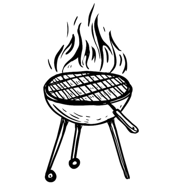 a drawing of a grill with a grill on it