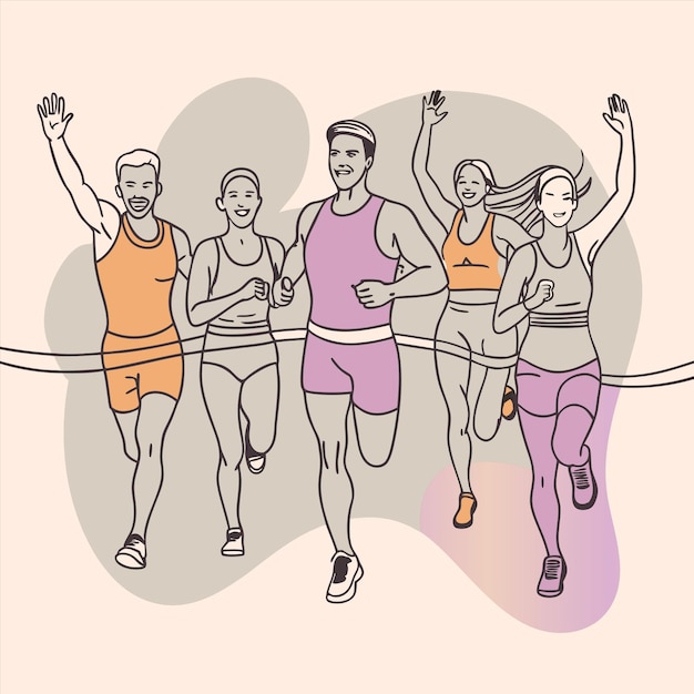 Vector a drawing of a group of people running with the words quot jogger quot on the front