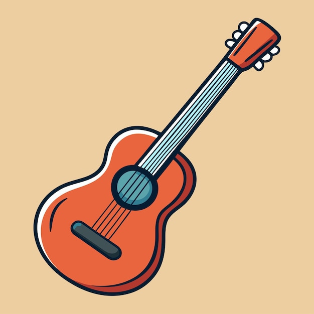 a drawing of a guitar that has a red handle