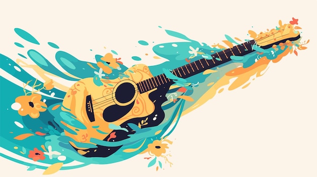 a drawing of a guitar that has the words  guitar  on it