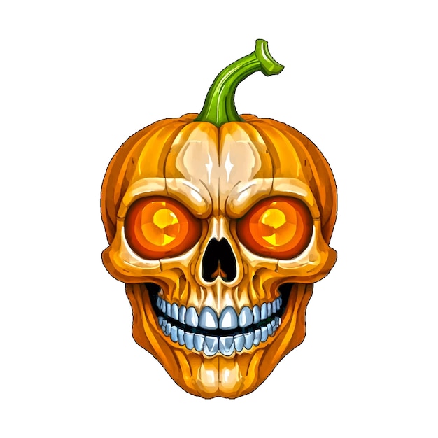 A drawing of a Halloween pumpkin and a pumpkin with a skull