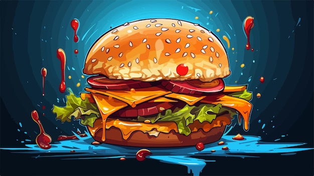 a drawing of a hamburger with a bite taken out of it