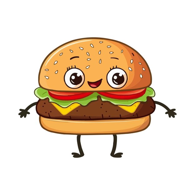 Vector a drawing of a hamburger with a chicken on it