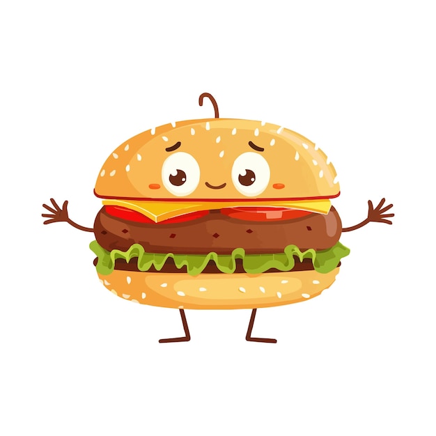 Vector a drawing of a hamburger with a face drawn on it