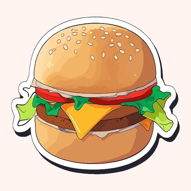 a drawing of a hamburger with a piece of lettuce on it