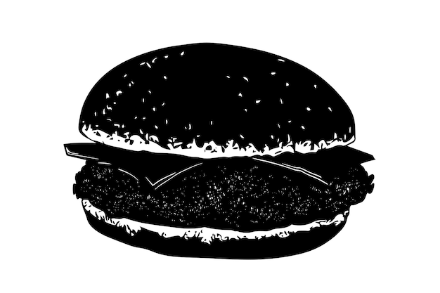 Vector a drawing of a hamburger with a spoon in it that says  the burger