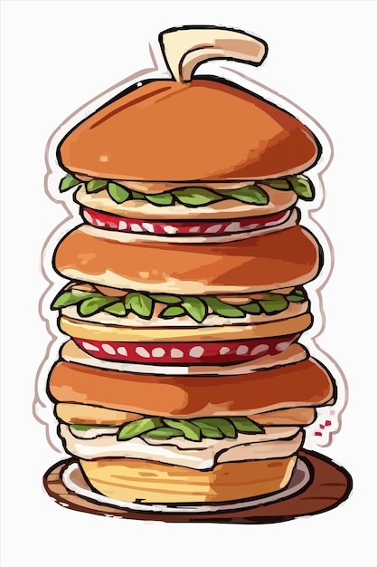 a drawing of a hamburger with the words burger on it