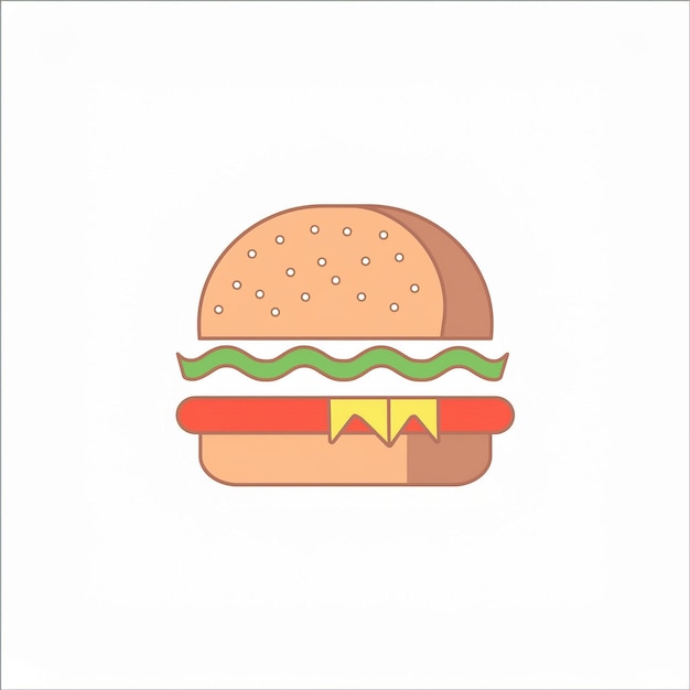 Vector a drawing of a hamburger with a yellow ribbon on it