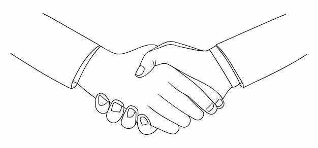 a drawing of a hand that says handshake on a white background