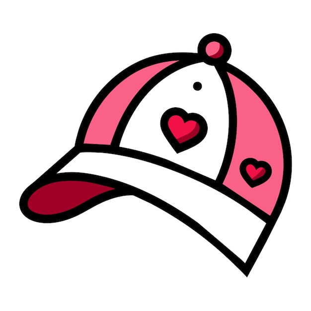 Vector a drawing of a hat with hearts and a heart on it