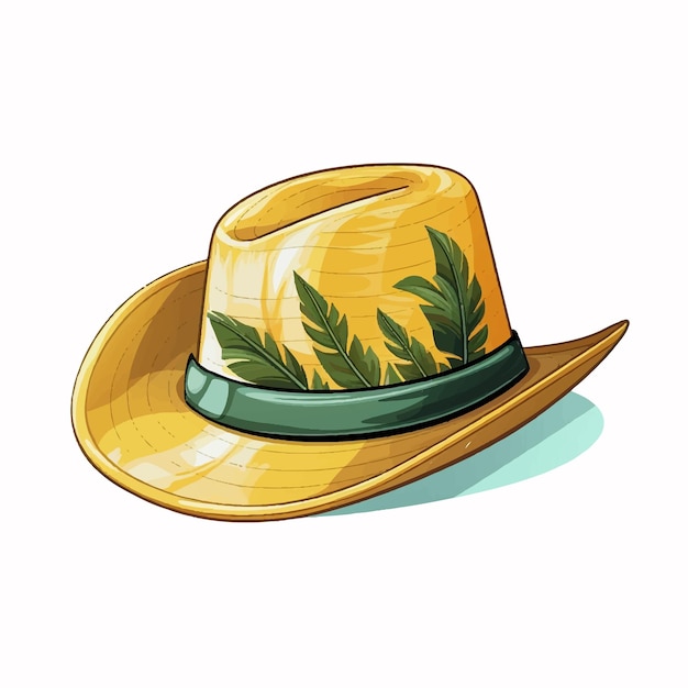 a drawing of a hat with a palm leaf on it