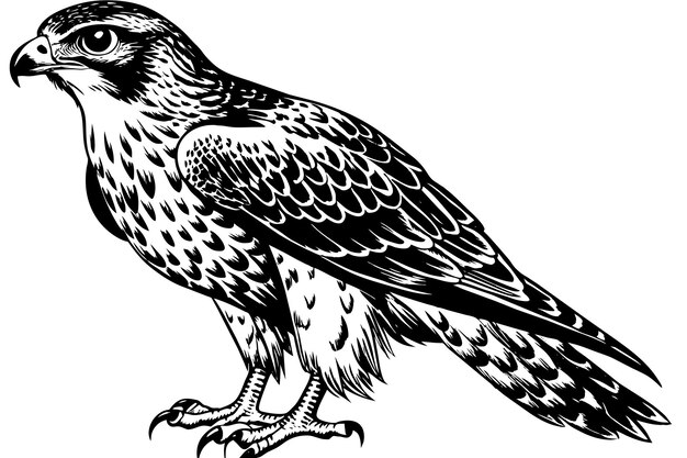 Vector a drawing of a hawk with a black and white background