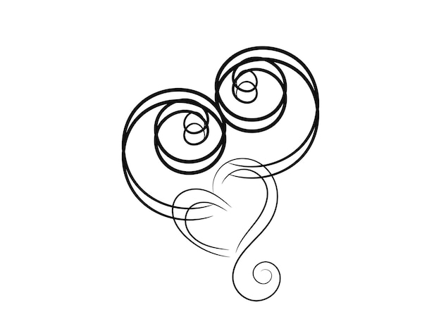 a drawing of a heart with a spiral design on it