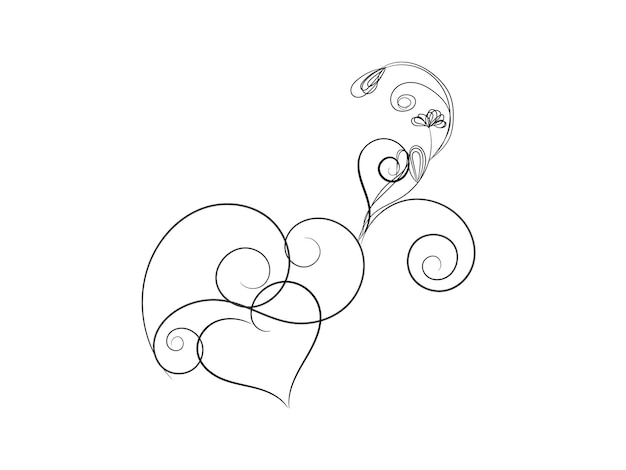 a drawing of a heart with a swirl of swirls on it