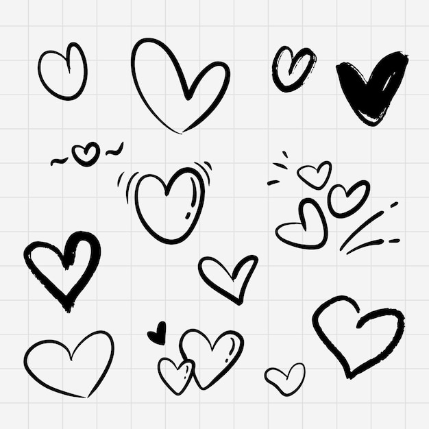 Vector a drawing of hearts doodle