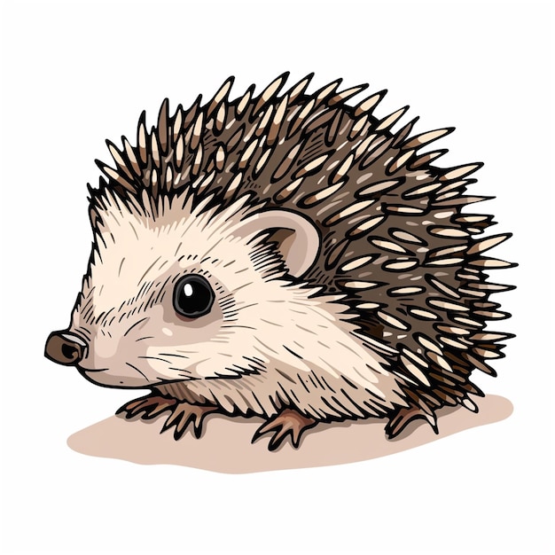 a drawing of a hedgehog with a nose on its face