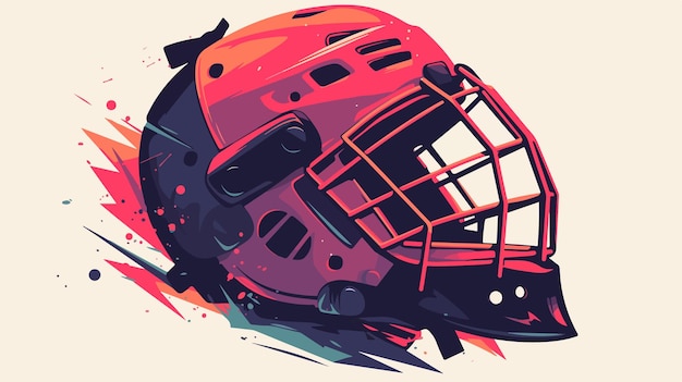 a drawing of a helmet with a red background