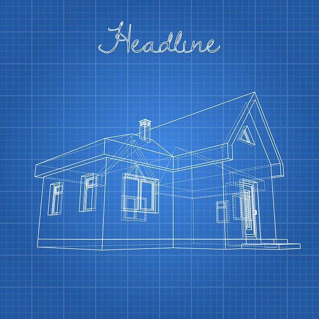 Vector drawing of the home on a blue background