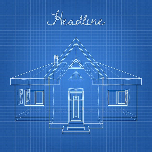 Vector drawing of the home on a blue background.