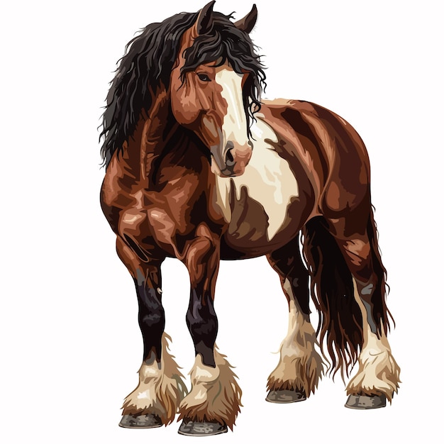 Vector a drawing of a horse that has a white patch on its face