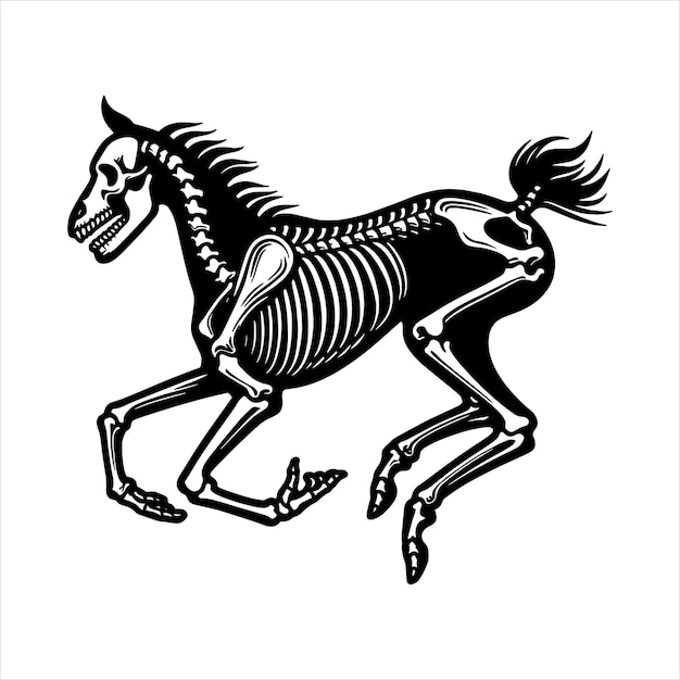 a drawing of a horse with a skeleton on it