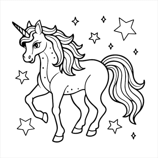 Vector a drawing of a horse with the words unicorn on it