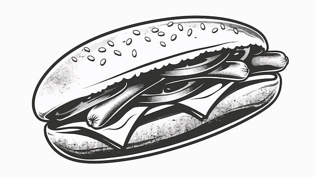 Vector a drawing of a hotdog with a bun in it