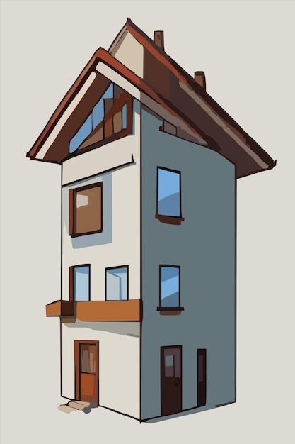 a drawing of a house with a balcony and a balcony