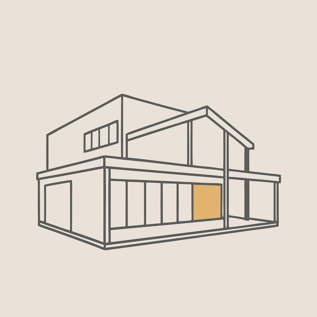 a drawing of a house with a yellow door