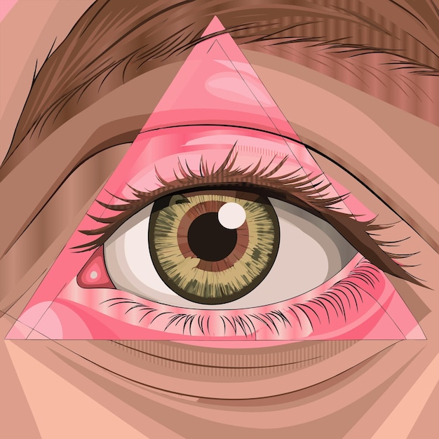 Vector a drawing of a human eye with a triangle on the nose