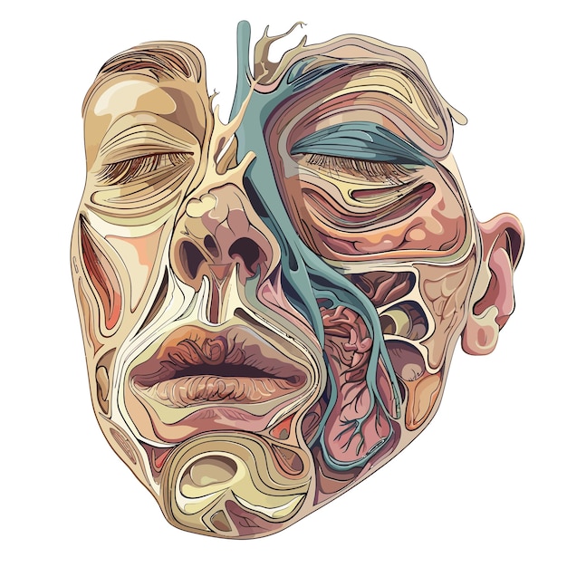 Vector a drawing of a human face with the mouth open