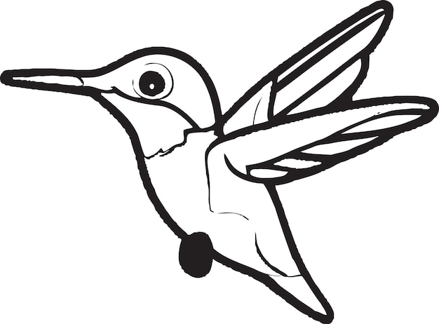 A drawing of a hummingbird with a black outline.