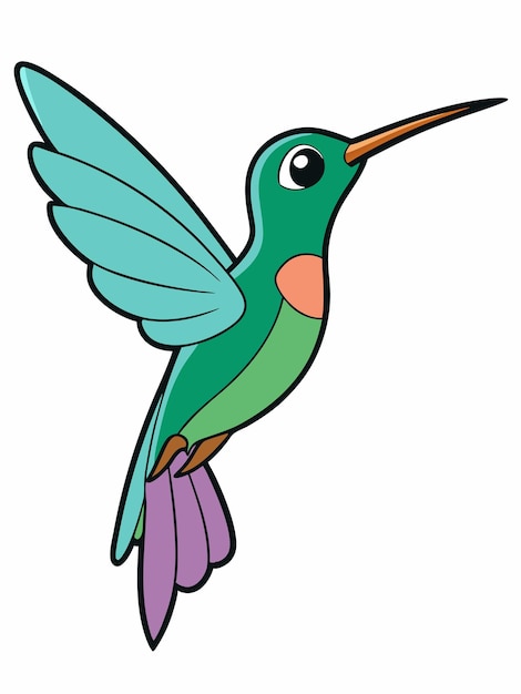 Vector a drawing of a hummingbird with a green beak