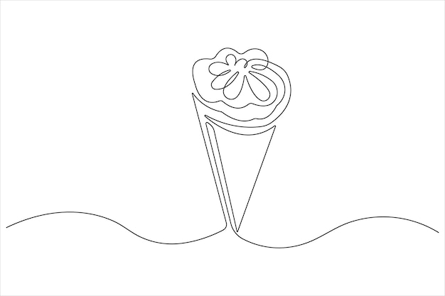 Vector a drawing of a ice cream cone with a bow on it