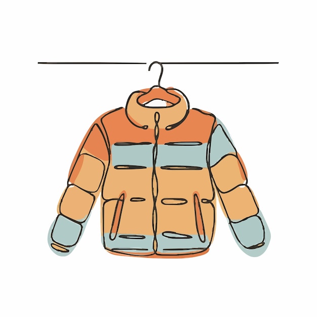 a drawing of a jacket hanging on a clothesline