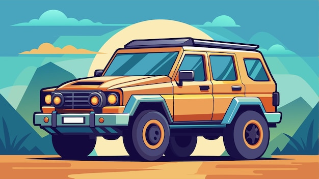 Vector a drawing of a jeep with a sun roof