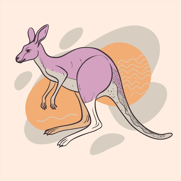 a drawing of a kangaroo with an orange background with an orange circle in the background