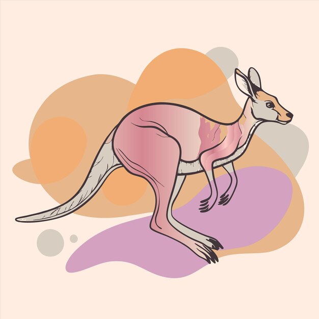 Vector a drawing of a kangaroo with a pink background and a pink and orange background