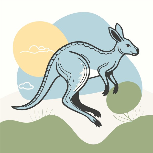 Vector a drawing of a kangaroo with the word kangaroo on it