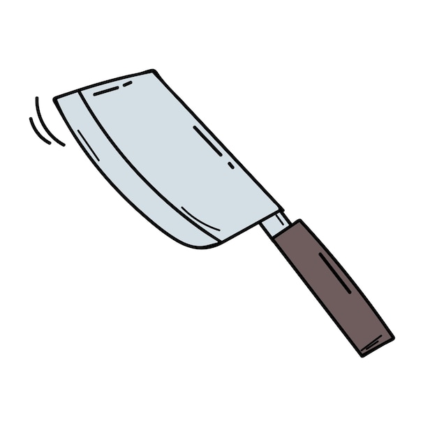 Drawing of a kitchen knife on a white background Food cooking concept The handshake line icon