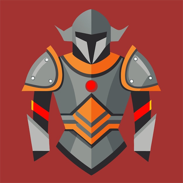 a drawing of a knight in armor with a pink and orange background