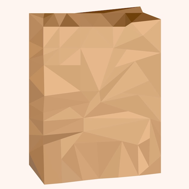 the drawing of a kraft bag for products without handles is made up of triangles of different sizes