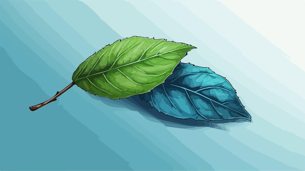 a drawing of a leaf with blue veins