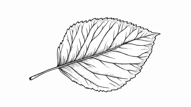 Vector a drawing of a leaf with a line drawing of a leaf