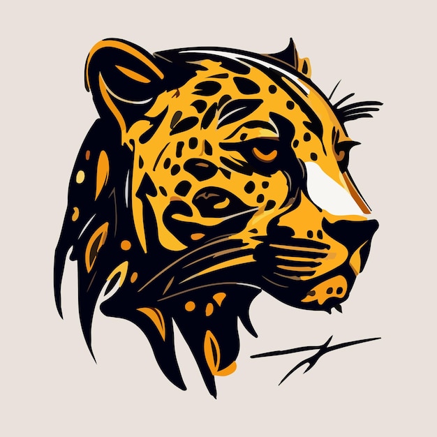 A drawing of a leopard with a yellow spot on its face