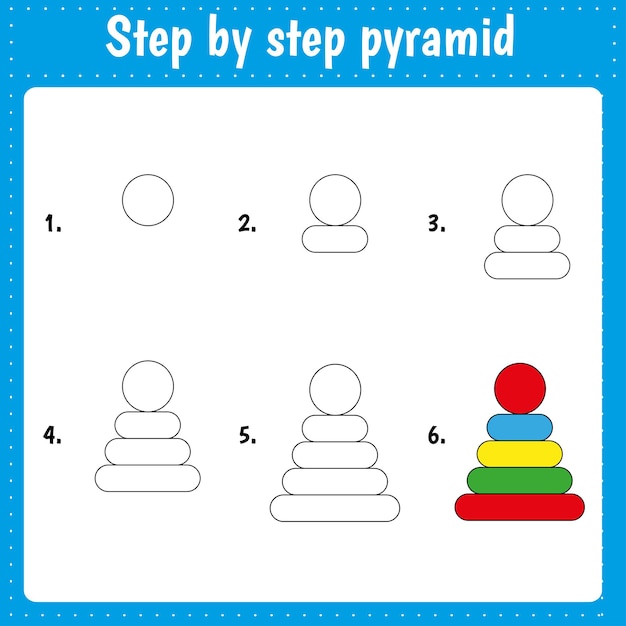 Drawing lesson for children How draw a pyramid Drawing tutorial Step by step